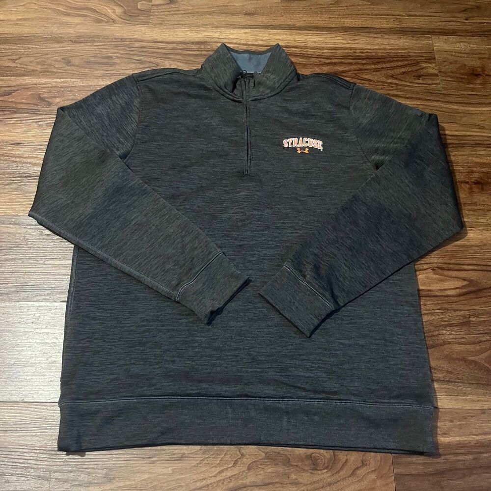 Under Armour Syracuse Lose Fit Gray 1/4 Zip Pullover Sweater Mock Neck Men Large